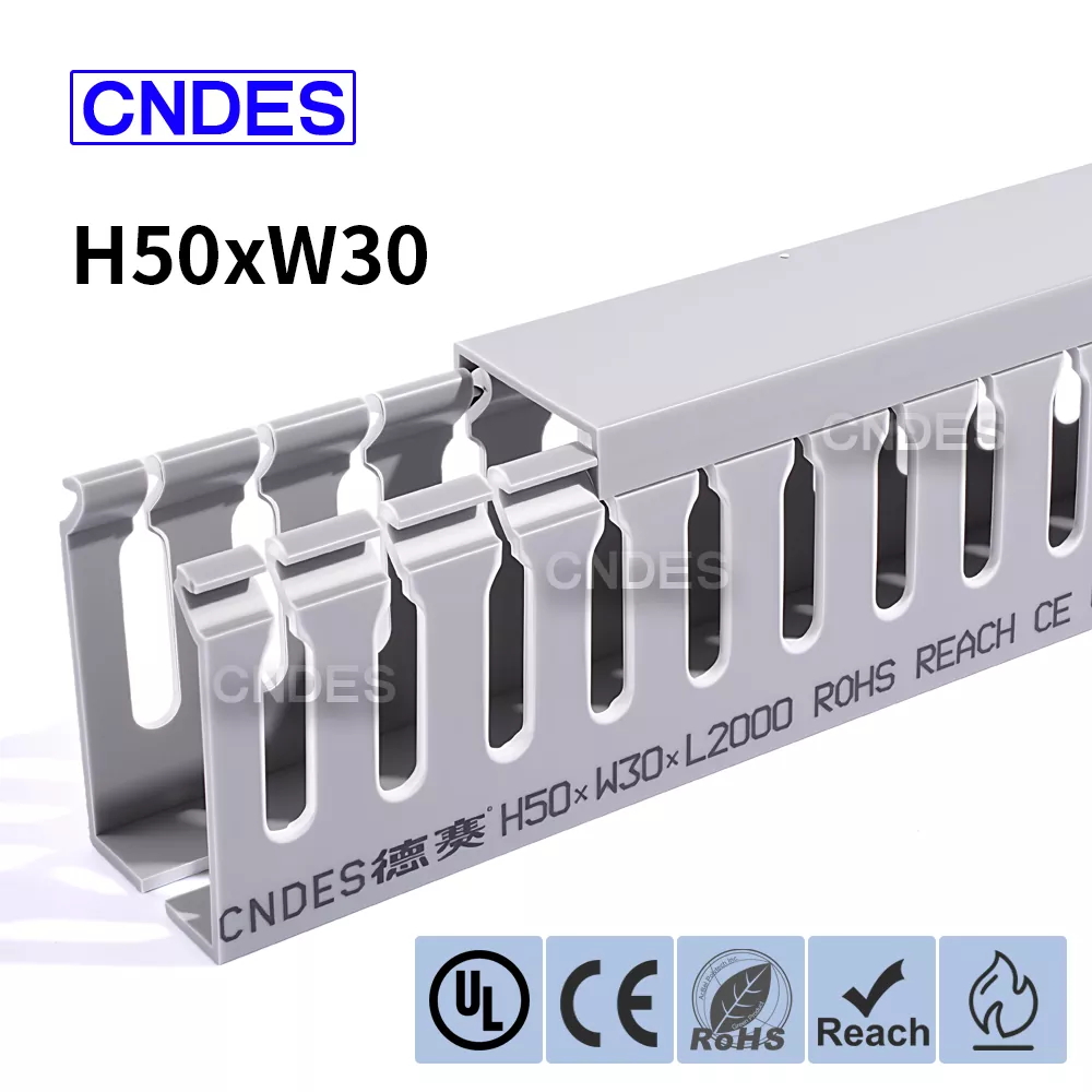 50×30 zirrikitu PVC kablea antolatzeko kanala