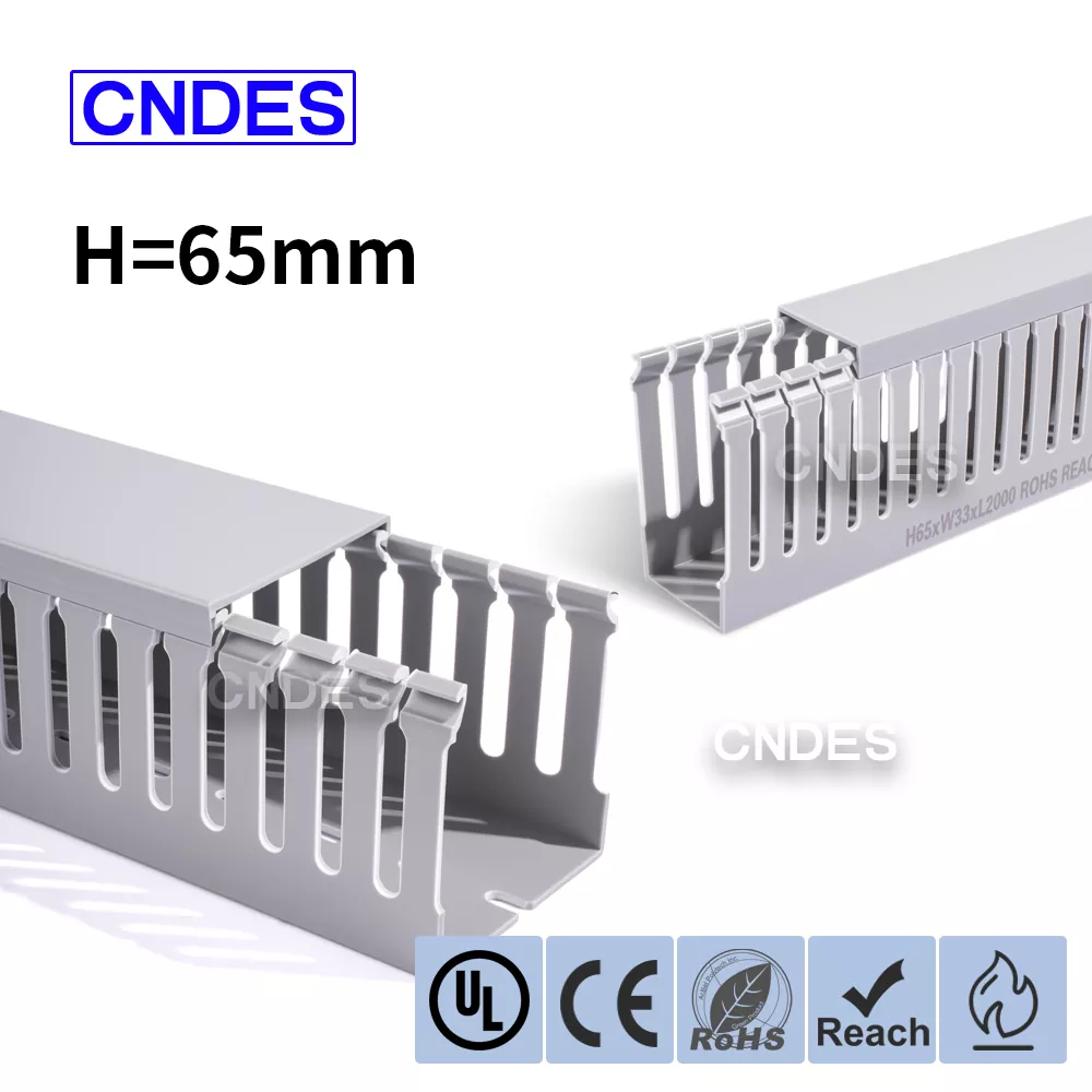 65 mm-ko altuera zirrikitudun PVCko kableatu industriala